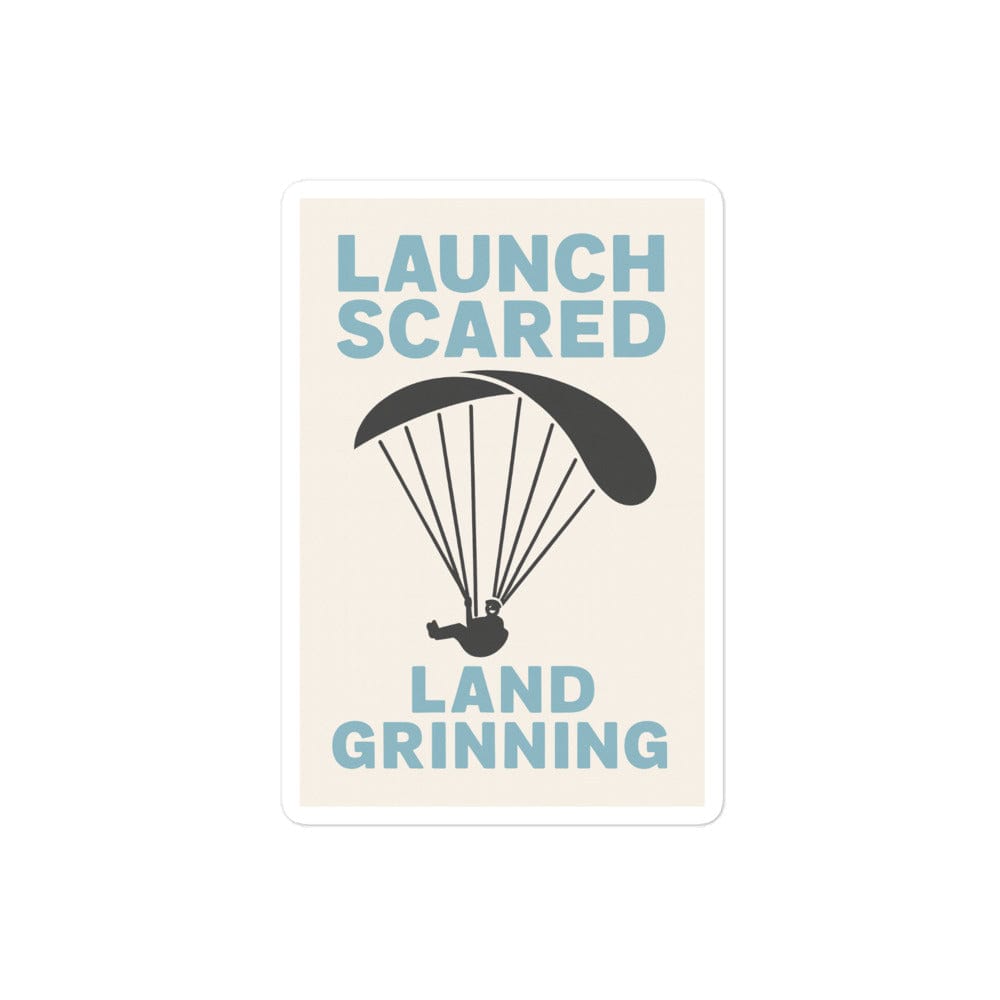 LAUNCH & FLIGHT CO. STICKER 4″×4″ Launch Scared, Land Grinning | Paragliding Sticker