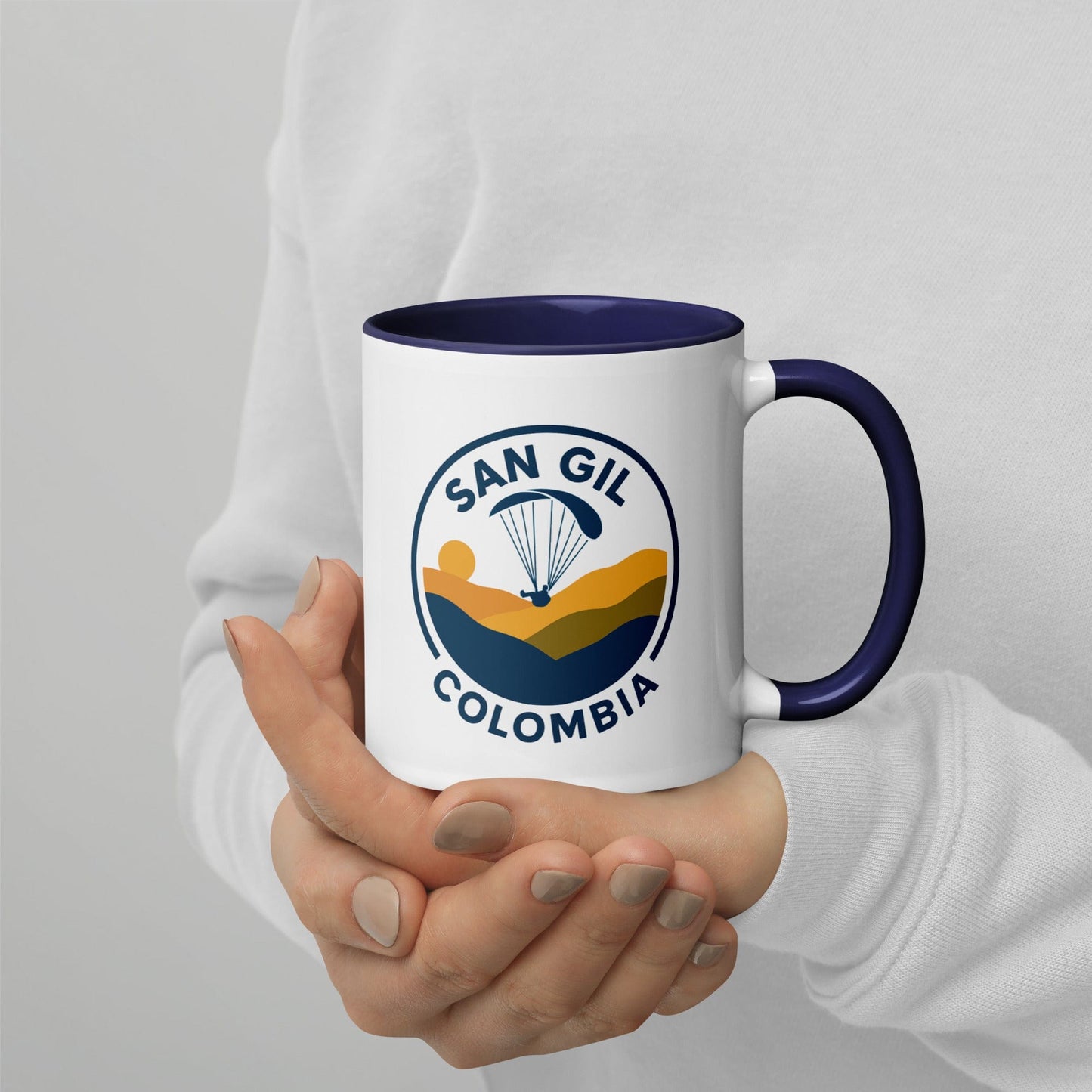 LAUNCH & FLIGHT CO. Dark Blue San Gil Mug | Paragliding San Gil Colombia Coffee Cup for Pilots