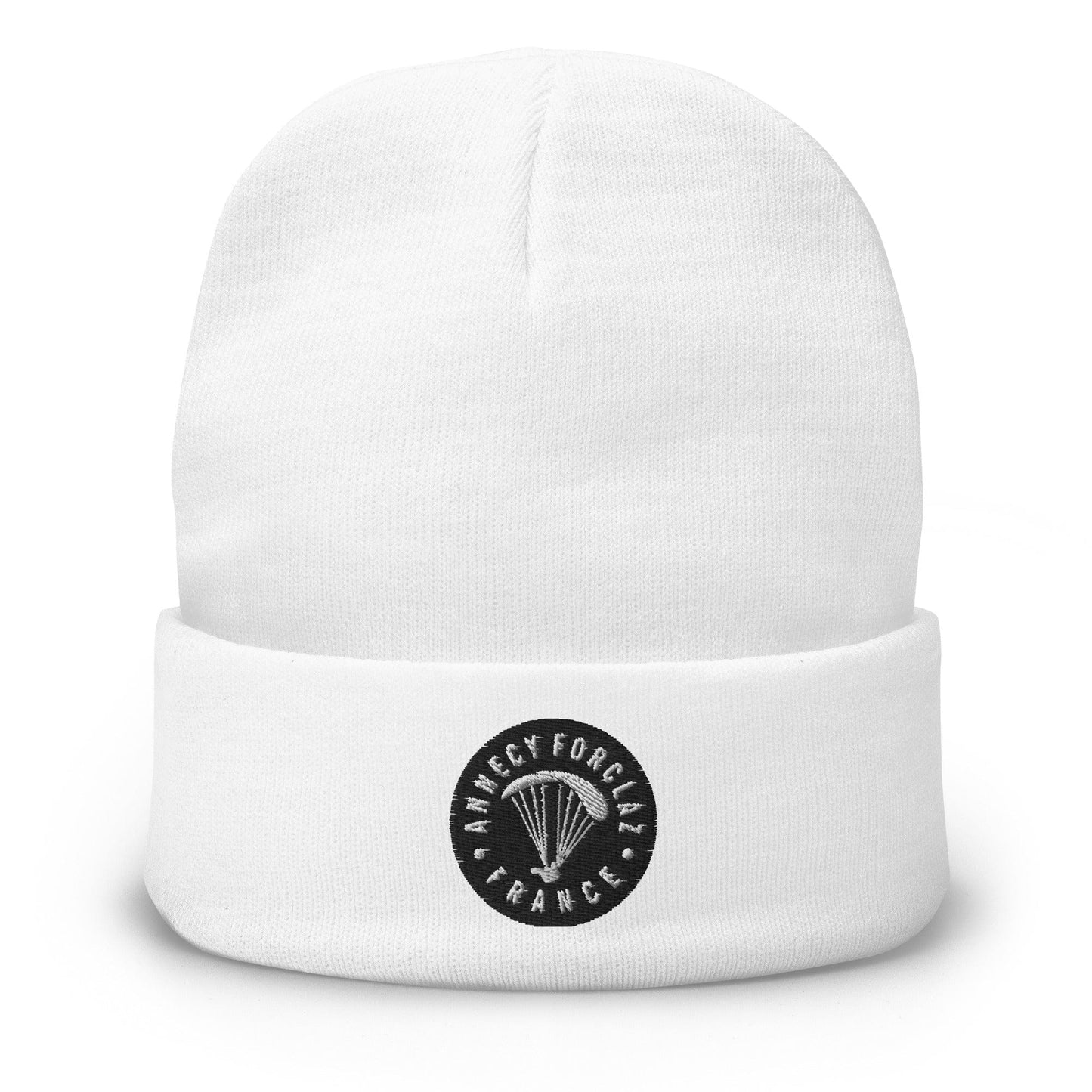 LAUNCH & FLIGHT CO. EMBROIDERY White Annecy Beanie | Warm Head, Cool Launch