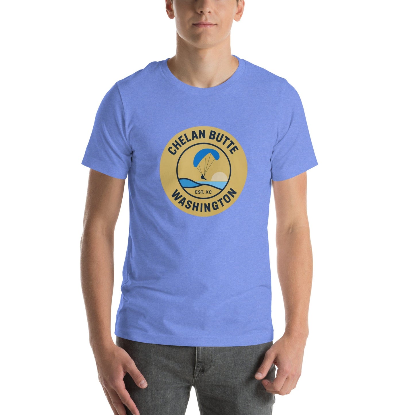 LAUNCH & FLIGHT CO. Heather Columbia Blue / XS Chelan Butte | Thermal Capital Tee
