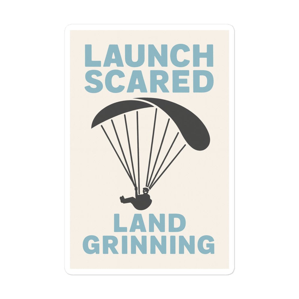 LAUNCH & FLIGHT CO. STICKER 5.5″×5.5″ Launch Scared, Land Grinning | Paragliding Sticker