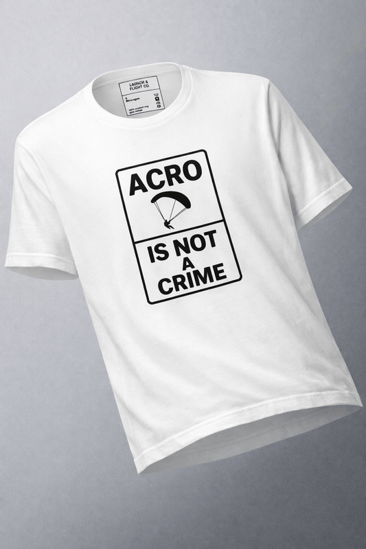 LAUNCH & FLIGHT CO. T-SHIRT Acro Is Not a Crime Tee | No Waiting, No Apologies