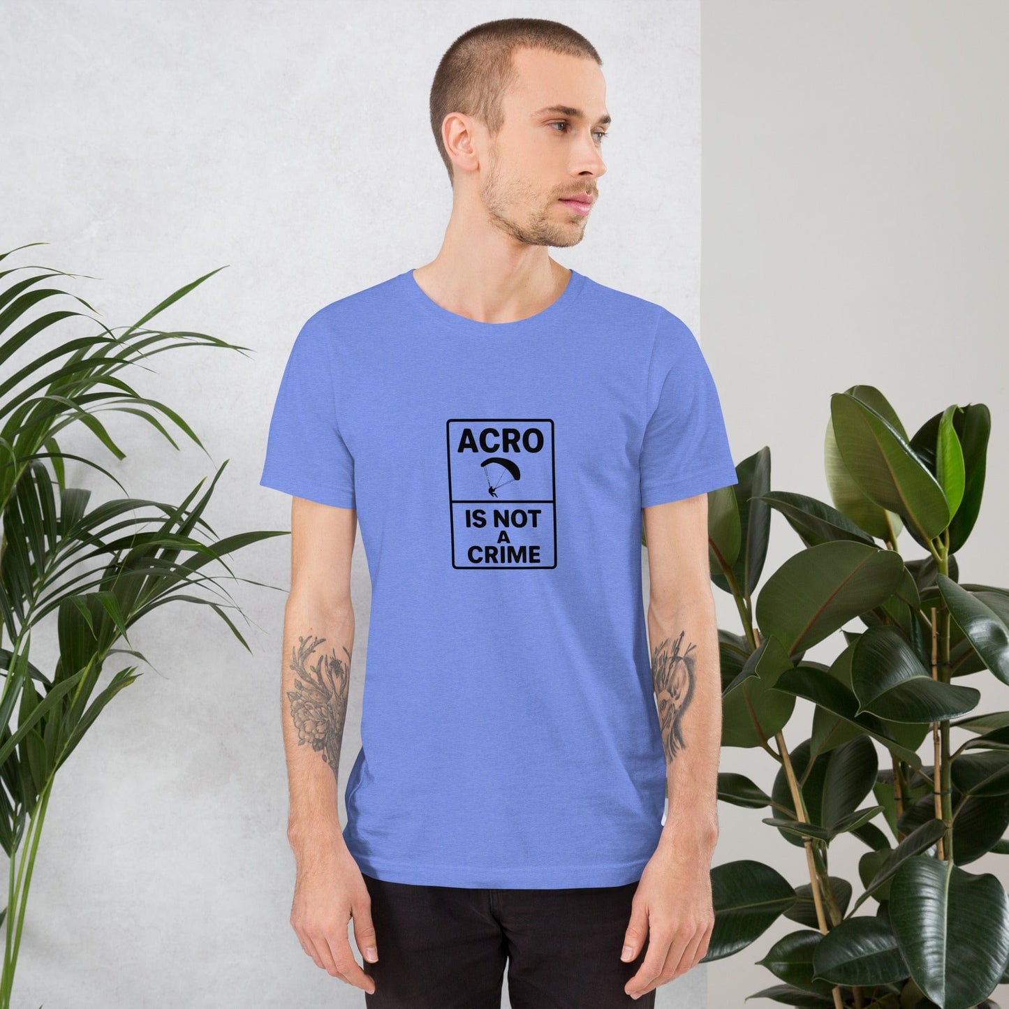 LAUNCH & FLIGHT CO. T-SHIRT Heather Columbia Blue / XS Acro Is Not a Crime Tee | No Waiting, No Apologies