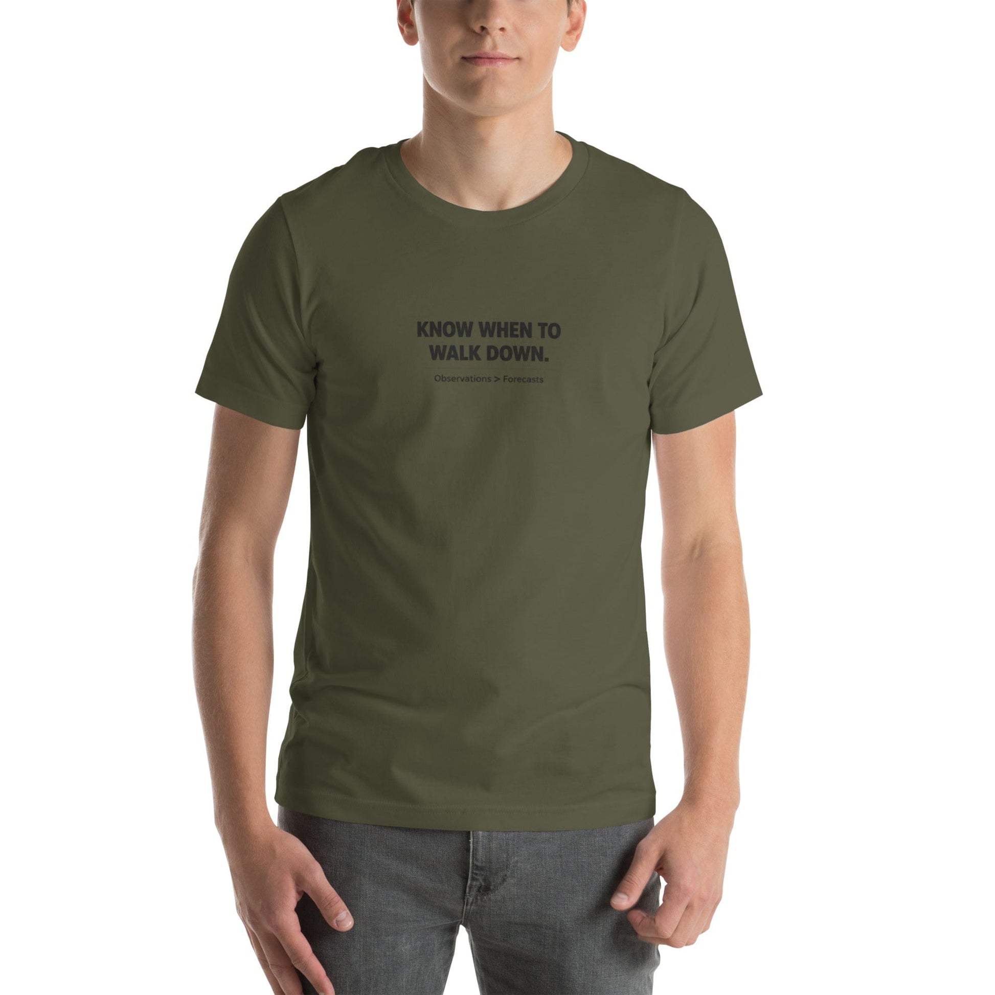 LAUNCH & FLIGHT CO. T-SHIRT Military Green / S Know When to Walk Down Paragliding T-Shirt | Pilot Wisdom Tee