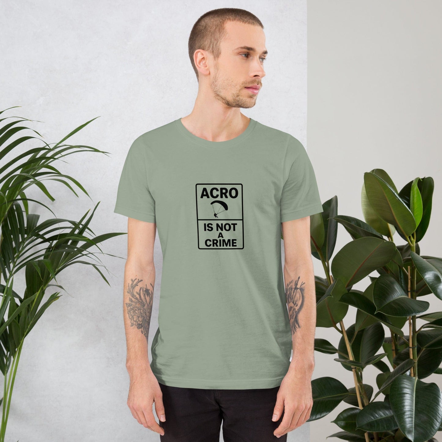 LAUNCH & FLIGHT CO. T-SHIRT Sage / XS Acro Is Not a Crime Tee | No Waiting, No Apologies