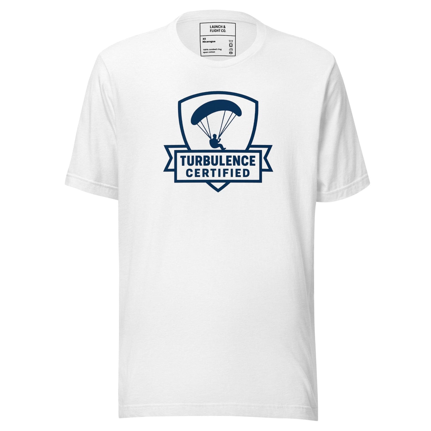 LAUNCH & FLIGHT CO. T-SHIRT Solid White Blend / XS Turbulence Certified | Paragliding T-Shirt