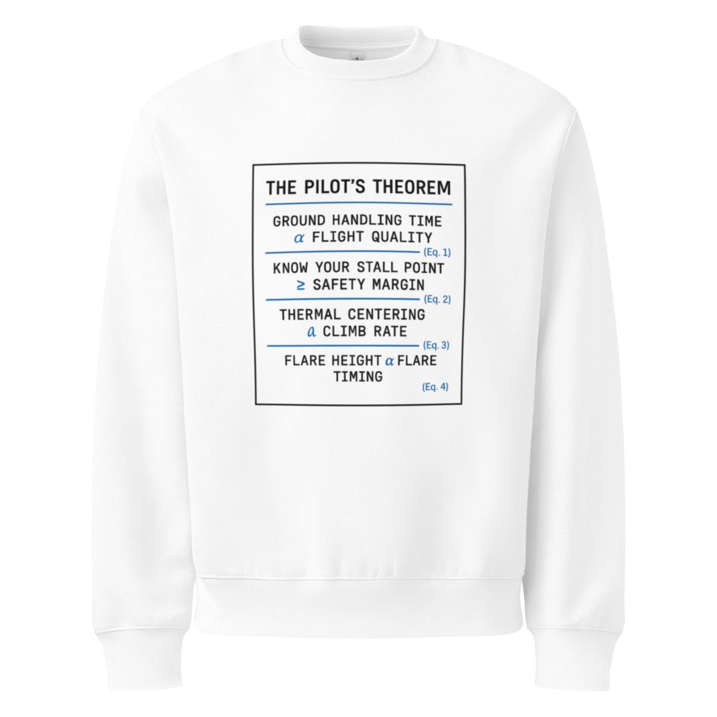 LAUNCH & FLIGHT CO. White / S Pilot’s Theorem Sweatshirt | Comfortable at Any Angle of Attack